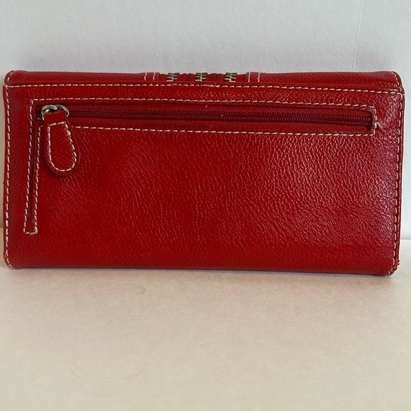 Nine West Red Leather Wallet with Silver Zipper Detail - Picture 3 of 11